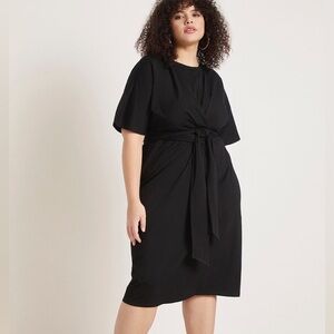 ELOQUII CROSS FRONT FLUTTER SLEEVE DRESS BLACK SIZE 14 NWOT